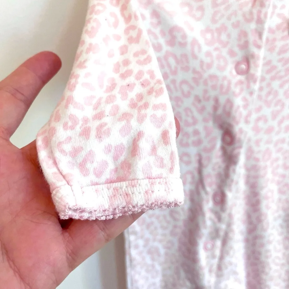 4/$20💥Pink Leopard Print 'Daddy Loves Me' Footie Sleeper, Snaps, Cat Badge - Picture 6 of 10